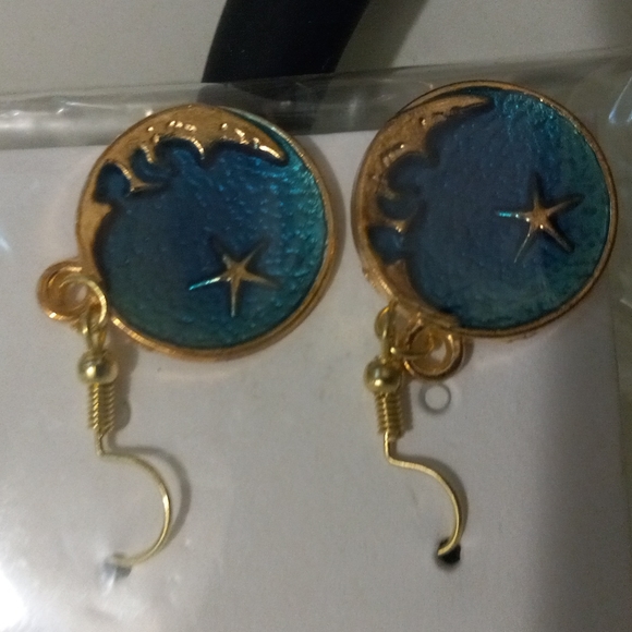 NIPkg Gorgeous Moon Face w Star in Shimmering Midnight Blue Sky - Picture 2 of 2